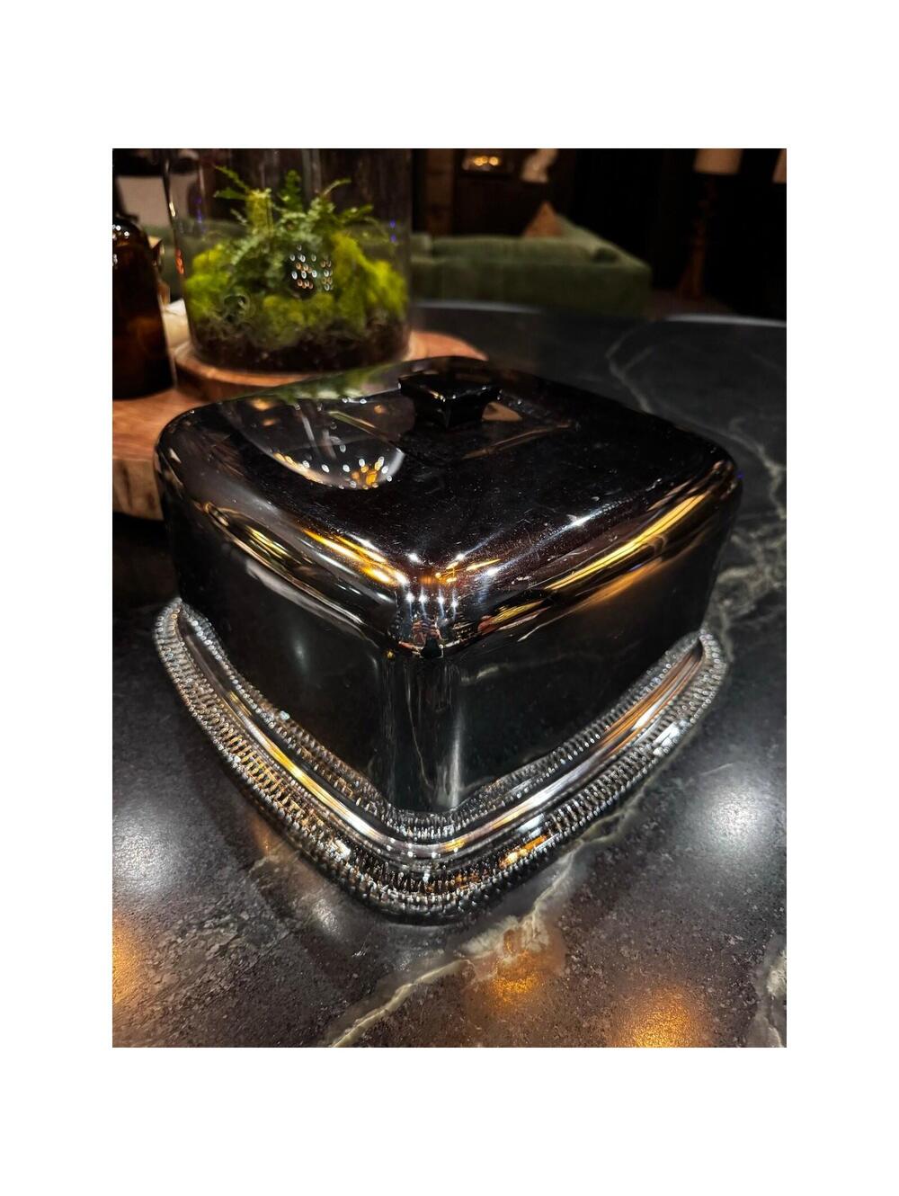 Vintage Kromex Square Chrome Cake Carrier Saver Glass Tray Plate MCM 1950s Retro - Picture 6 of 6